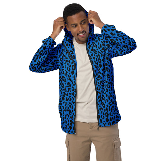 Blue Leopard Men’s Windbreaker Jacket - Viodiama Artistry