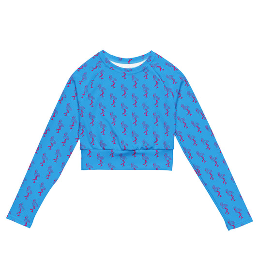 Flamingo Women's Festival Long-Sleeve Crop Top - Viodiama Artistry