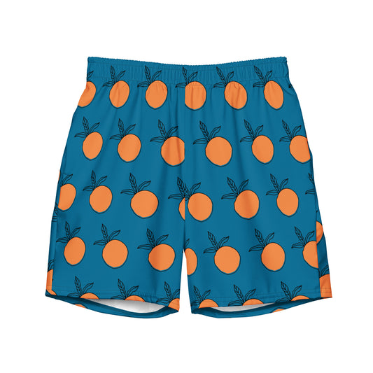 Orange You Happy Men's Festival Swim Trunks - Viodiama Artistry