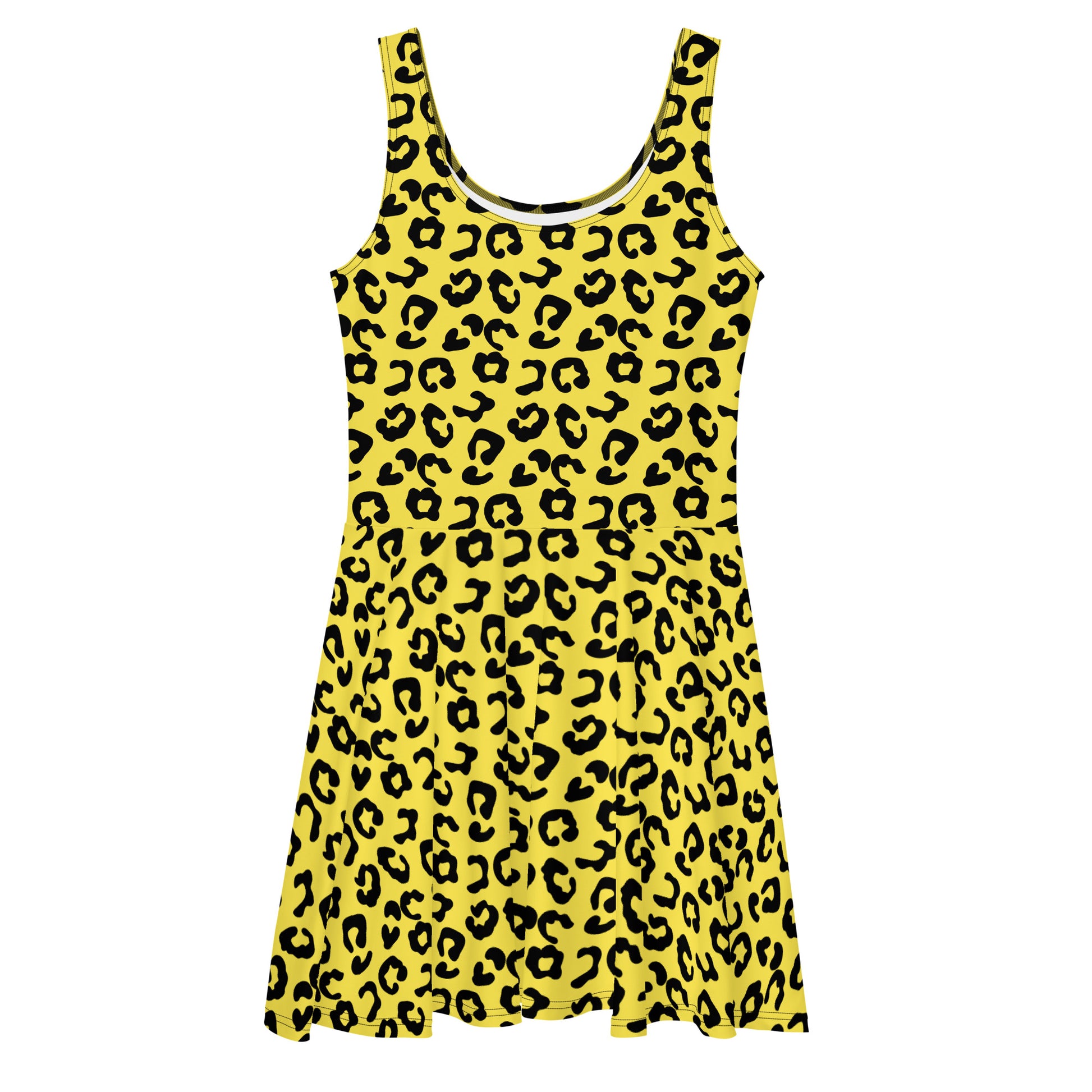 Yellow Leopard Women's Skater Dress - Viodiama Artistry