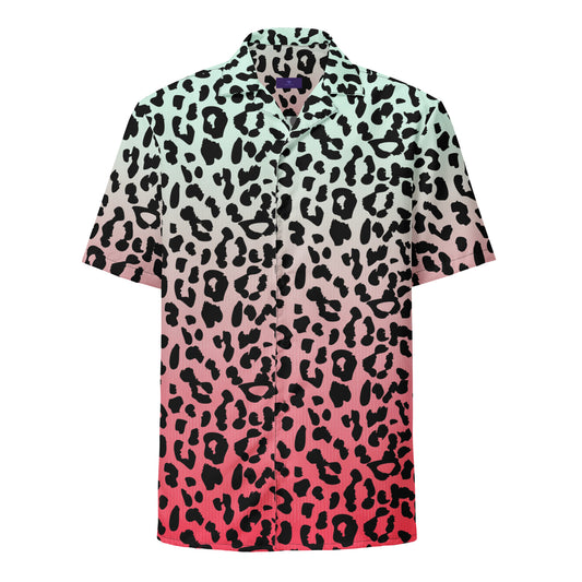 Leopard Men's Festival Button-Down Shirt - Viodiama Artistry