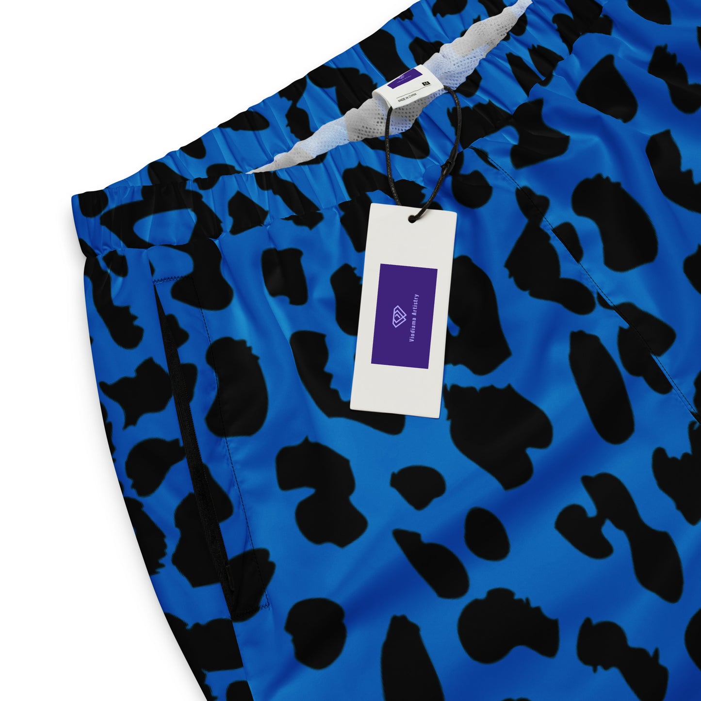 Blue Leopard Men's Athletic Track Pants - Viodiama Artistry