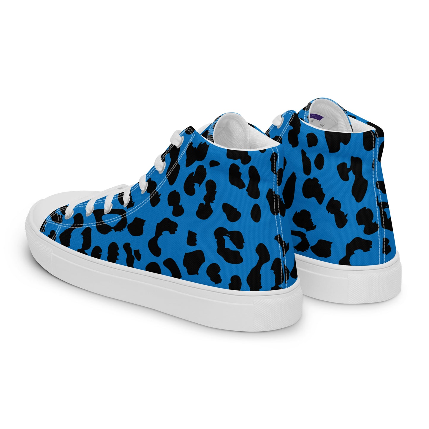 Blue Leopard Men’s High-Top Canvas Shoes - Viodiama Artistry