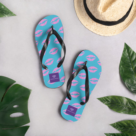 Pink Kisses Women's Flip-Flops - Viodiama Artistry