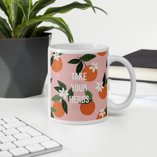 Take Your Herbs White Glossy Mug