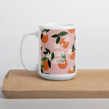 Take Your Herbs White Glossy Mug