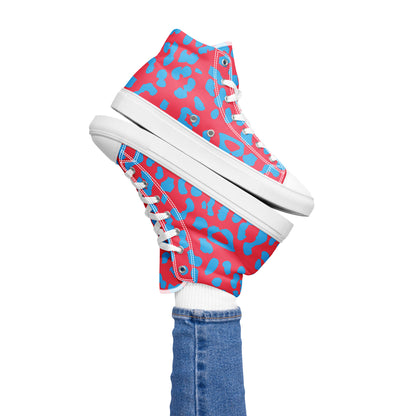 Leaping Leopard Women’s High-Top Canvas Shoes - Viodiama Artistry