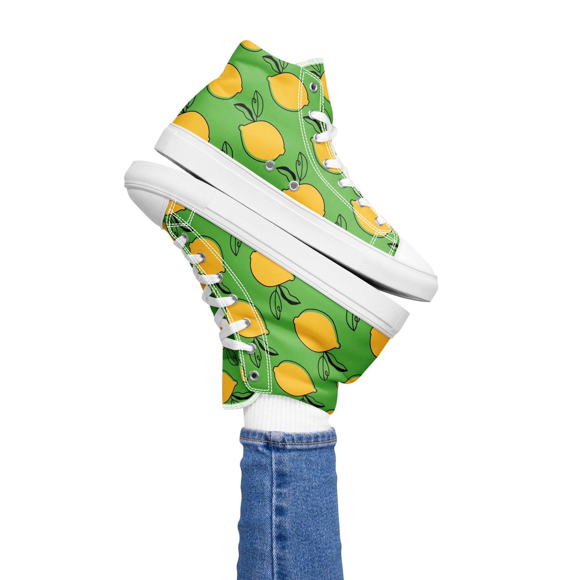 Fresh Lemons Women’s High-Top Canvas Shoes - Viodiama Artistry